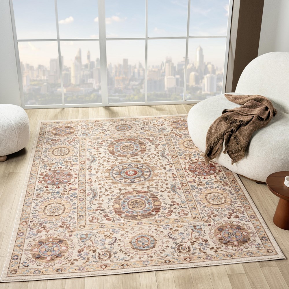 Alia 893GC Traditional Medallion Rugs in Beige Light Brown